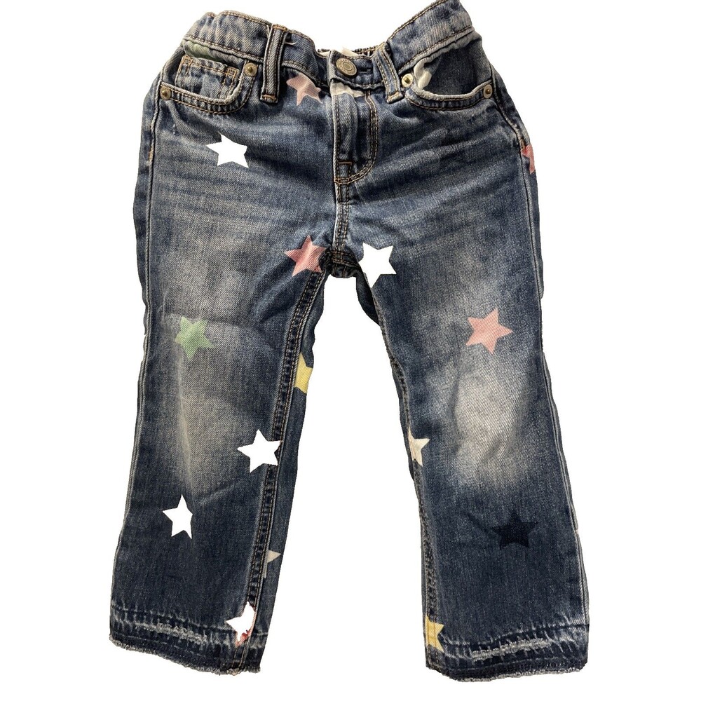 Gap Jeans Girls 3T Toddler Blue Jeans Star Print Denim 90s Loose